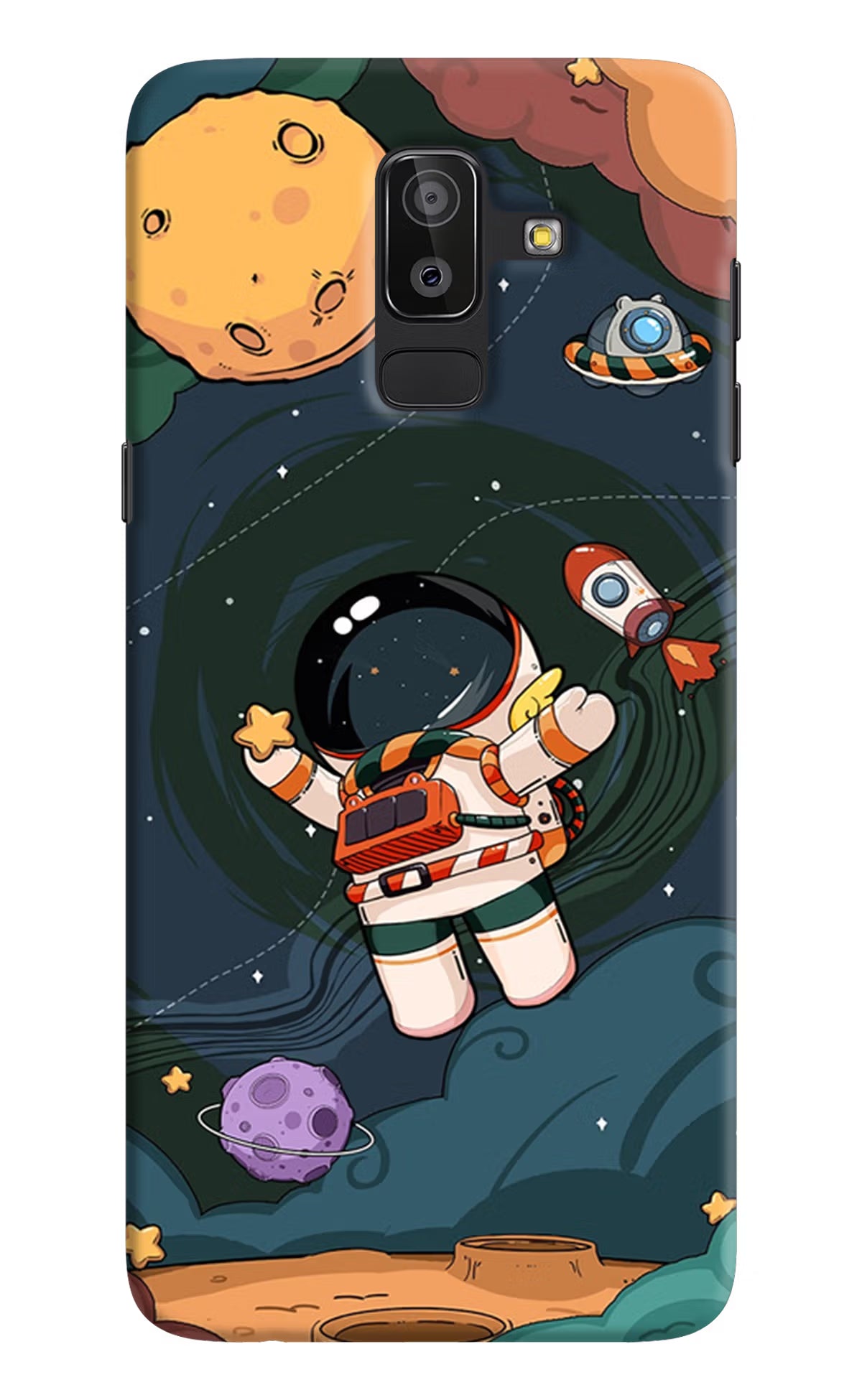 Cartoon Astronaut Samsung J8 Hard Case Back Cover by Casekaro