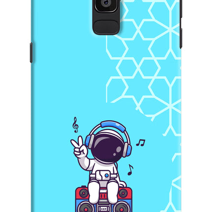 Cute Astronaut Chilling Samsung J8 Hard Case Back Cover by Casekaro