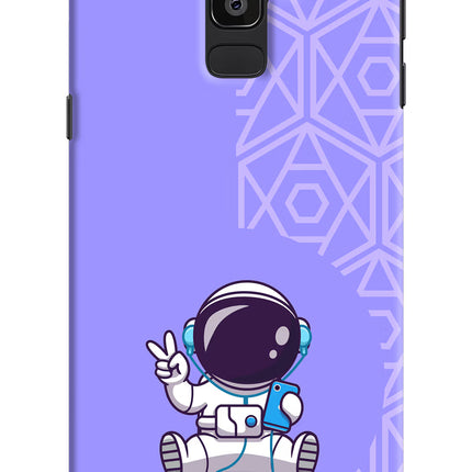 Cute Astronaut Chilling Samsung J8 Hard Case Back Cover by Casekaro