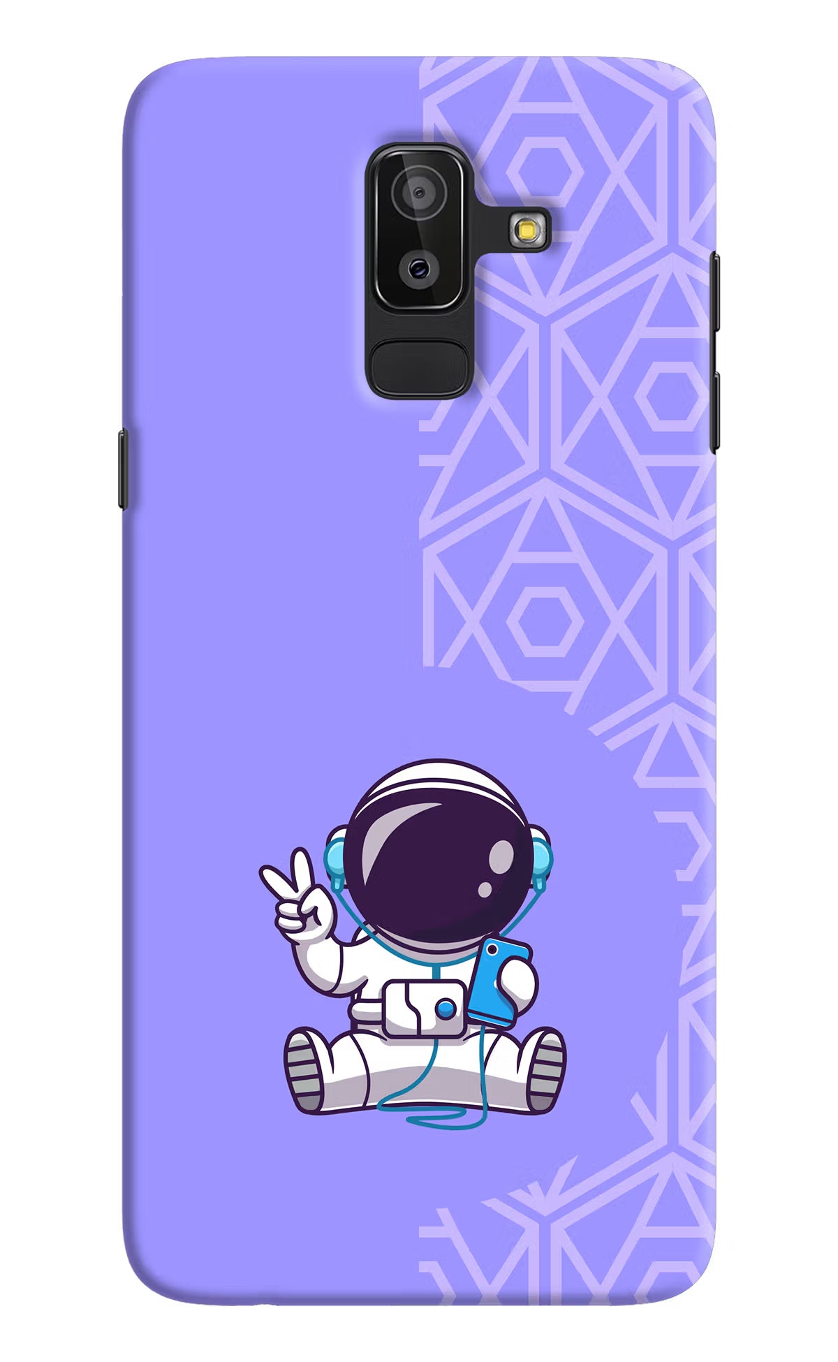 Cute Astronaut Chilling Samsung J8 Hard Case Back Cover by Casekaro