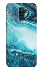 Blue Glitter Marble Samsung J8 Hard Case Back Cover by Casekaro