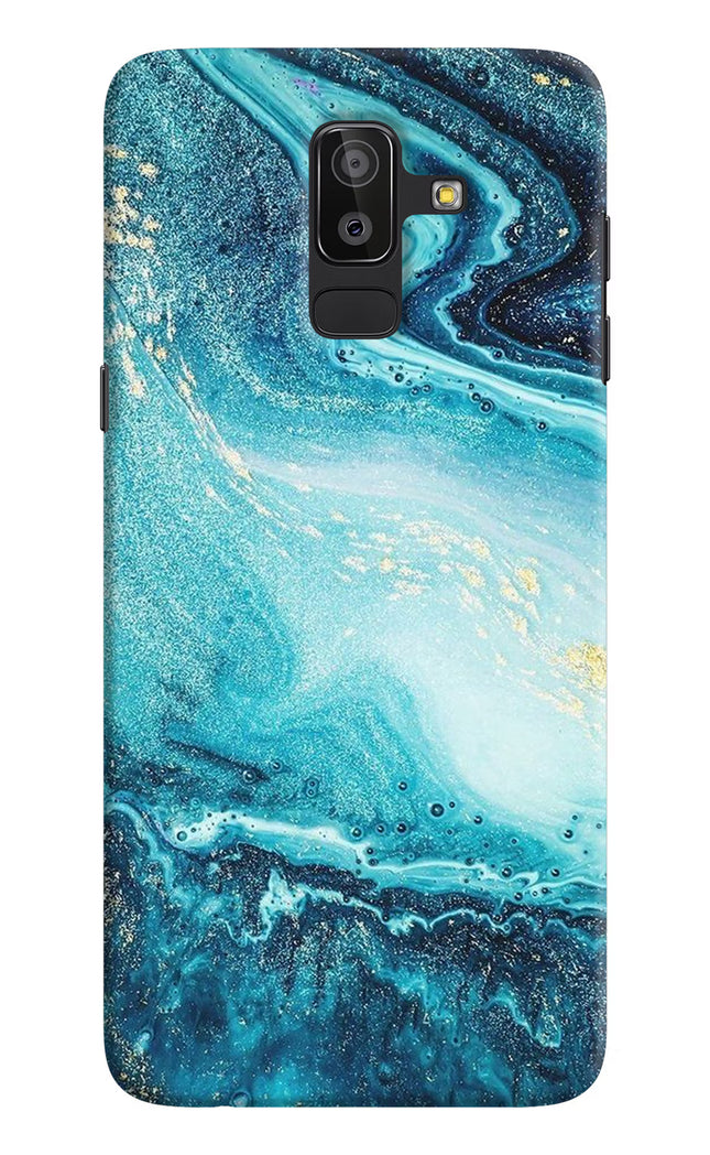 Blue Glitter Marble Samsung J8 Hard Case Back Cover by Casekaro