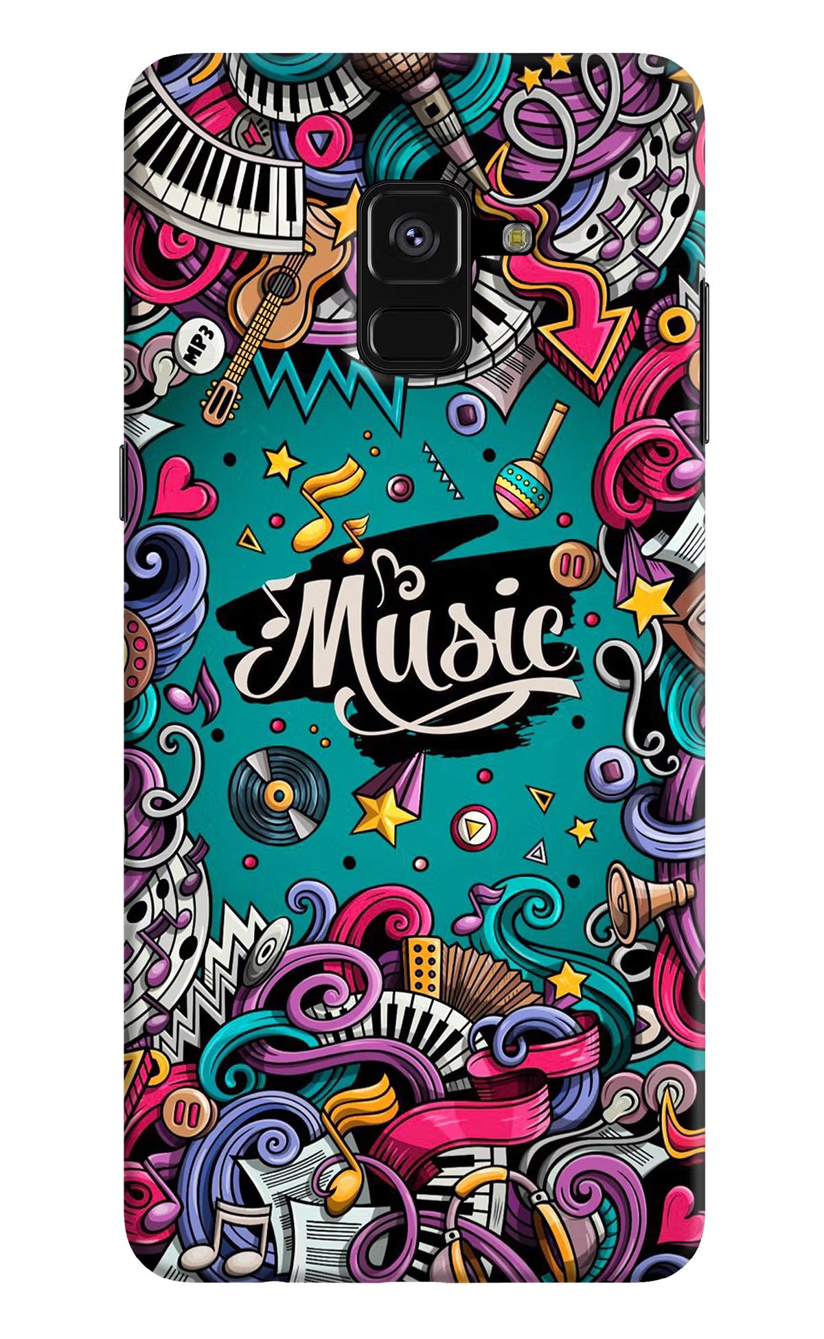 Music Graffiti Samsung A8 plus Hard Case Back Cover by Casekaro