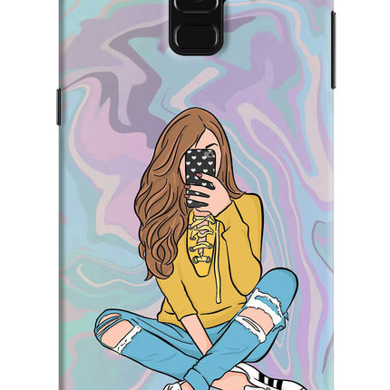 Selfie Girl Samsung A8 plus Hard Case Back Cover by Casekaro