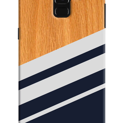 Blue and white wooden Samsung A8 plus Hard Case Back Cover by Casekaro