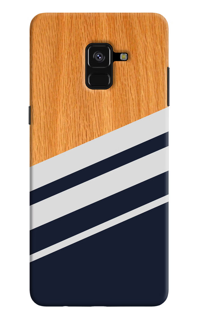 Blue and white wooden Samsung A8 plus Hard Case Back Cover by Casekaro