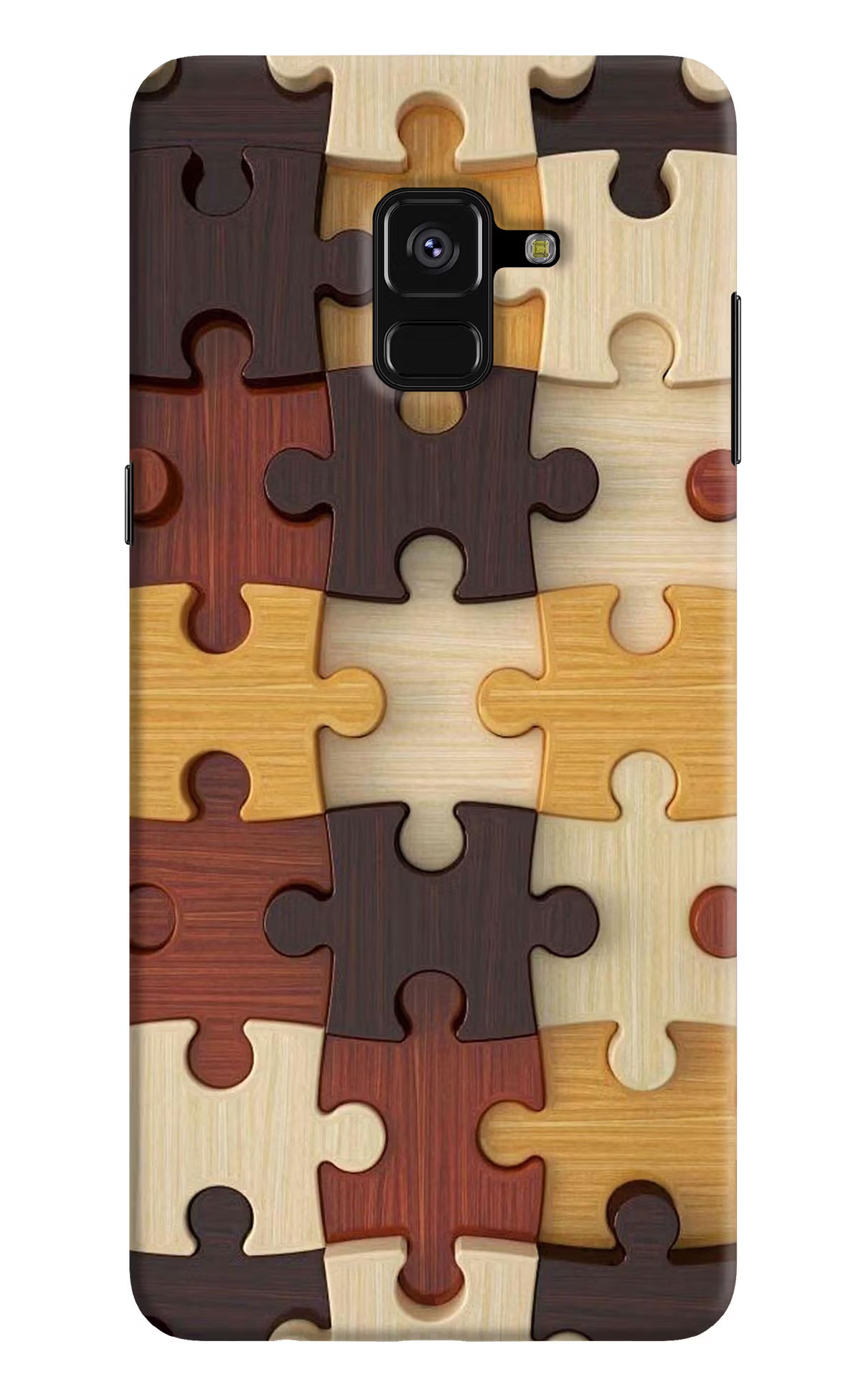 Wooden Puzzle Samsung A8 plus Hard Case Back Cover by Casekaro