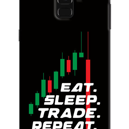 Eat Sleep Trade Repeat Samsung A8 plus Hard Case Back Cover by Casekaro