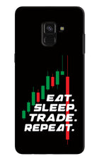 Eat Sleep Trade Repeat Samsung A8 plus Hard Case Back Cover by Casekaro
