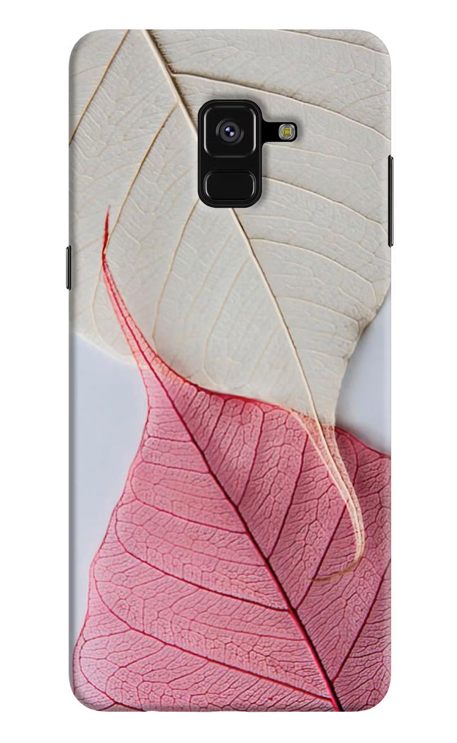 White Pink Leaf Samsung A8 plus Hard Case Back Cover by Casekaro