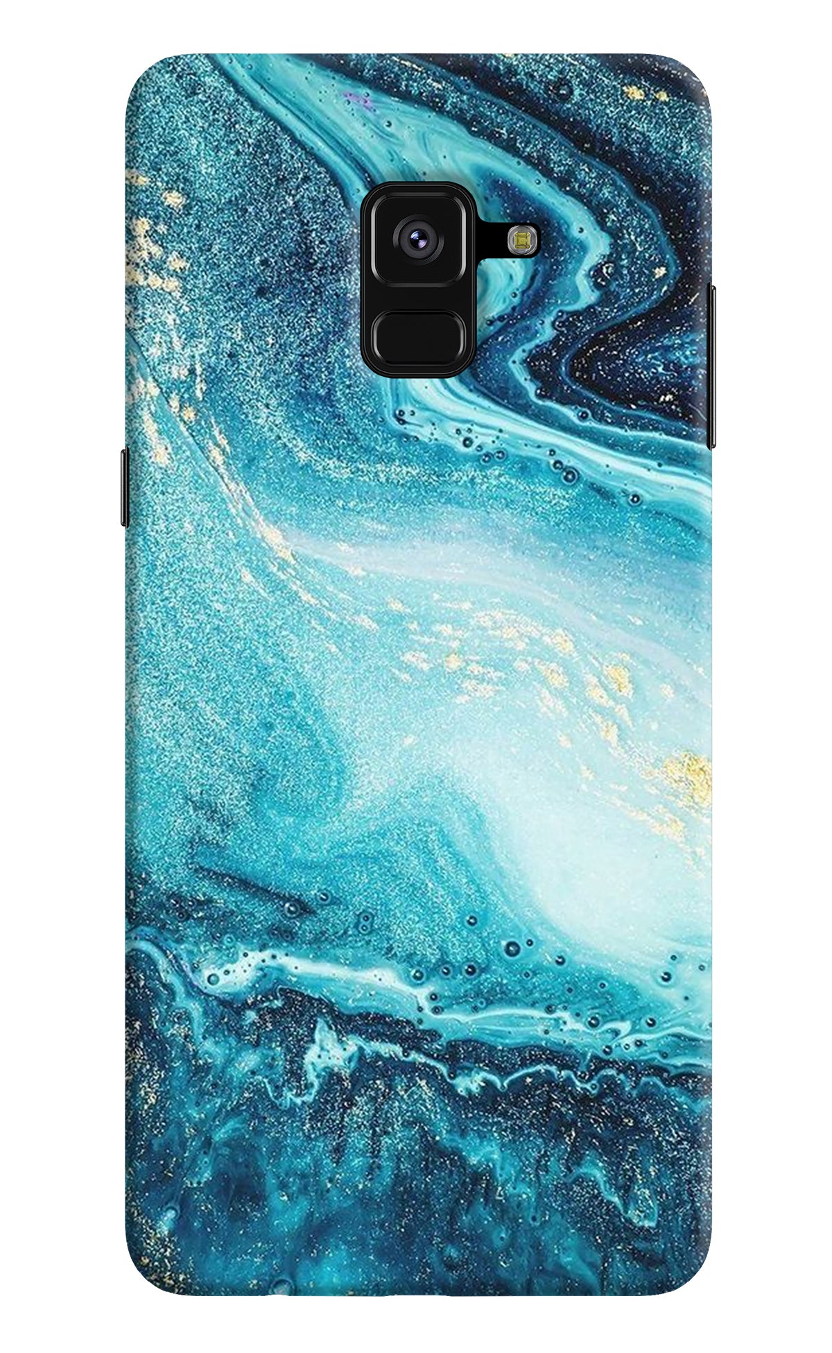 Blue Glitter Marble Samsung A8 plus Back Cover