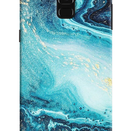 Blue Glitter Marble Samsung A8 plus Hard Case Back Cover by Casekaro