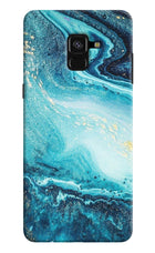 Blue Glitter Marble Samsung A8 plus Hard Case Back Cover by Casekaro