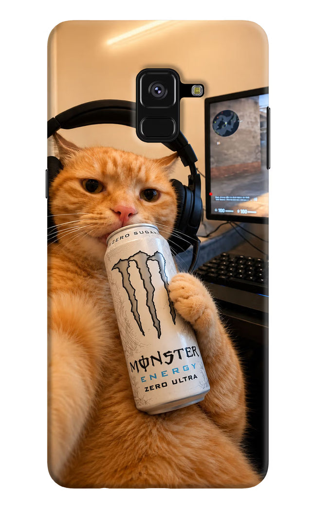 Gamer Cat Energy Samsung A8 plus Hard Case Back Cover by Casekaro