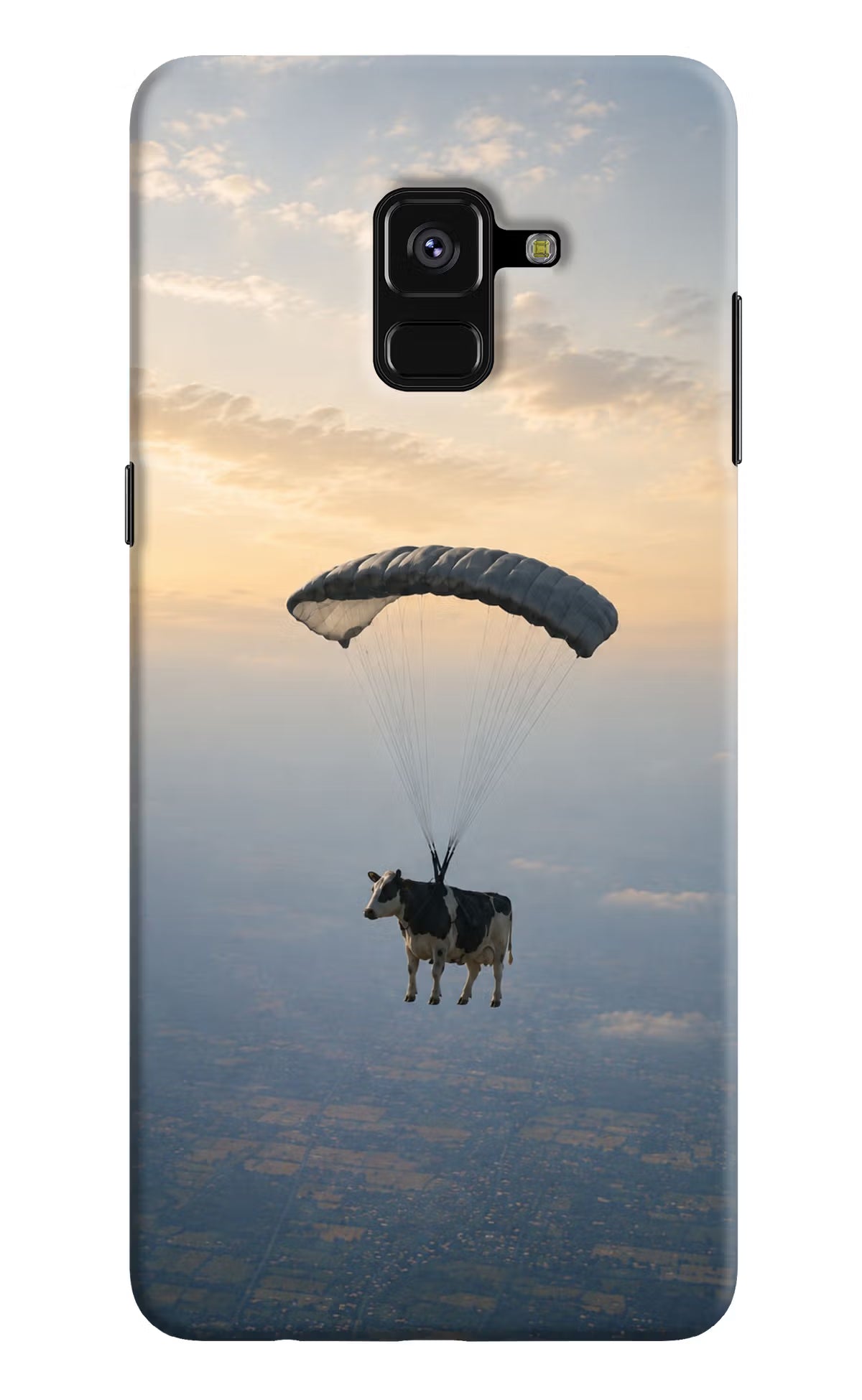 Skydiving Cow Samsung A8 plus Back Cover
