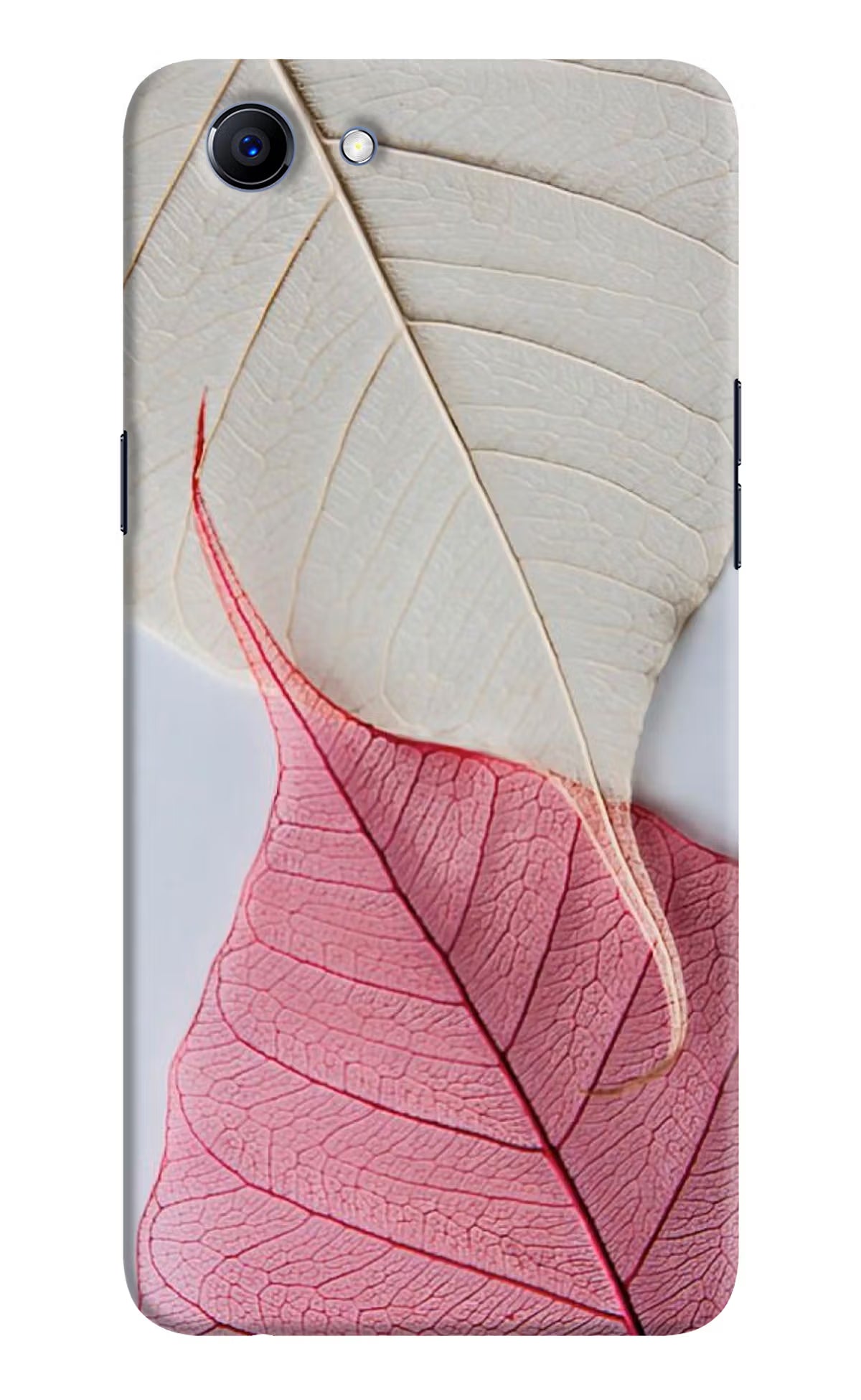 White Pink Leaf Realme 1 Hard Case Back Cover by Casekaro