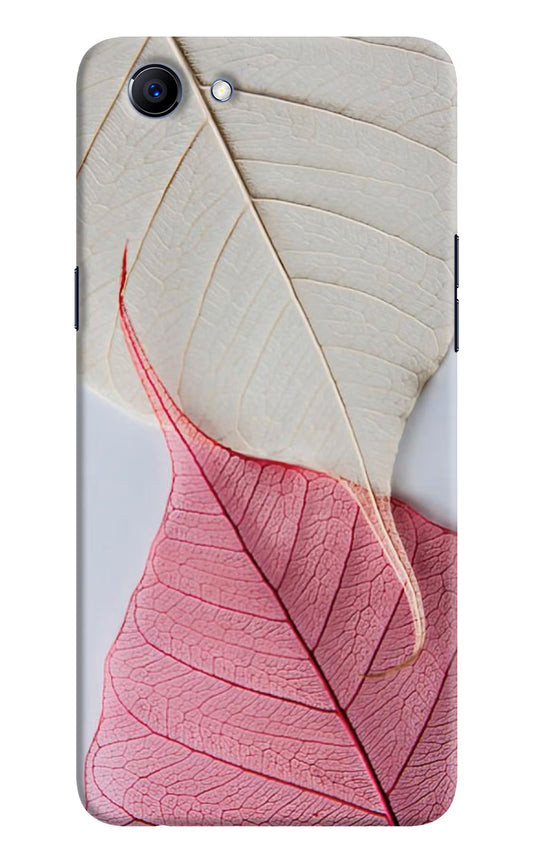White Pink Leaf Realme 1 Hard Case Back Cover by Casekaro