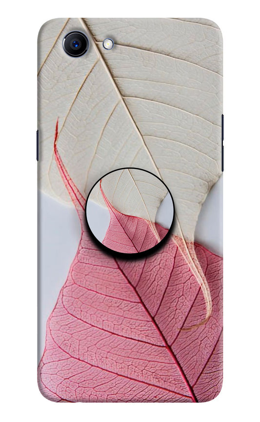 White Pink Leaf Realme 1 Pop Case by Casekaro