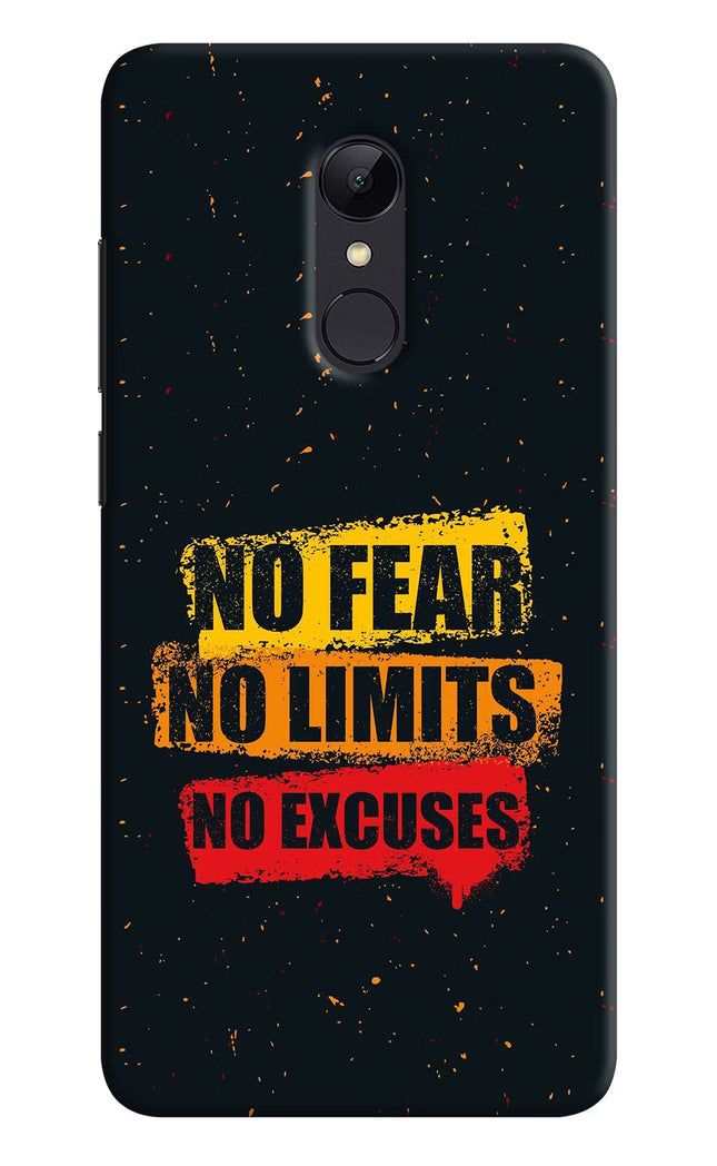 No Fear No Limits No Excuse Redmi 5 Hard Case Back Cover by Casekaro