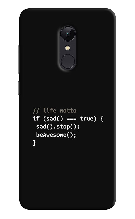 Life Motto Code Redmi 5 Hard Case Back Cover by Casekaro