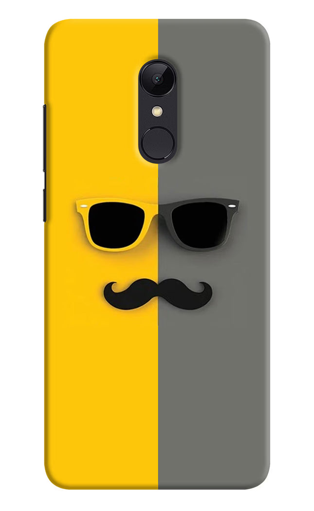Sunglasses with Mustache Redmi 5 Hard Case Back Cover by Casekaro