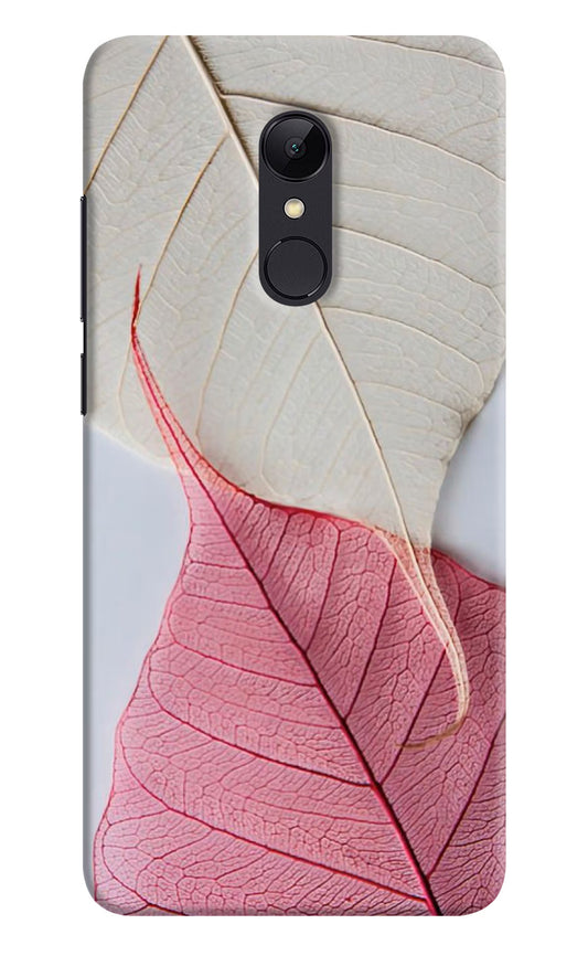 White Pink Leaf Redmi 5 Hard Case Back Cover by Casekaro