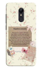 Hopeless Romantic Redmi 5 Hard Case Back Cover by Casekaro