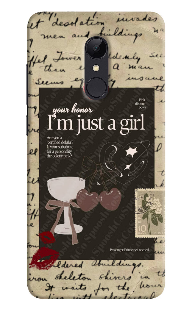 I am just a girl Redmi 5 Hard Case Back Cover by Casekaro