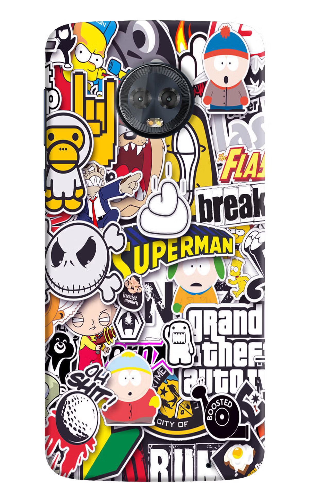 Sticker Bomb Moto G6 Hard Case Back Cover by Casekaro