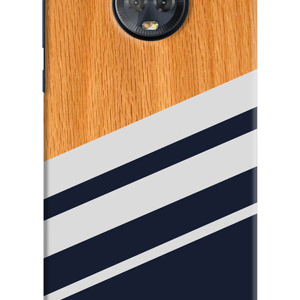 Blue and white wooden Moto G6 Hard Case Back Cover by Casekaro