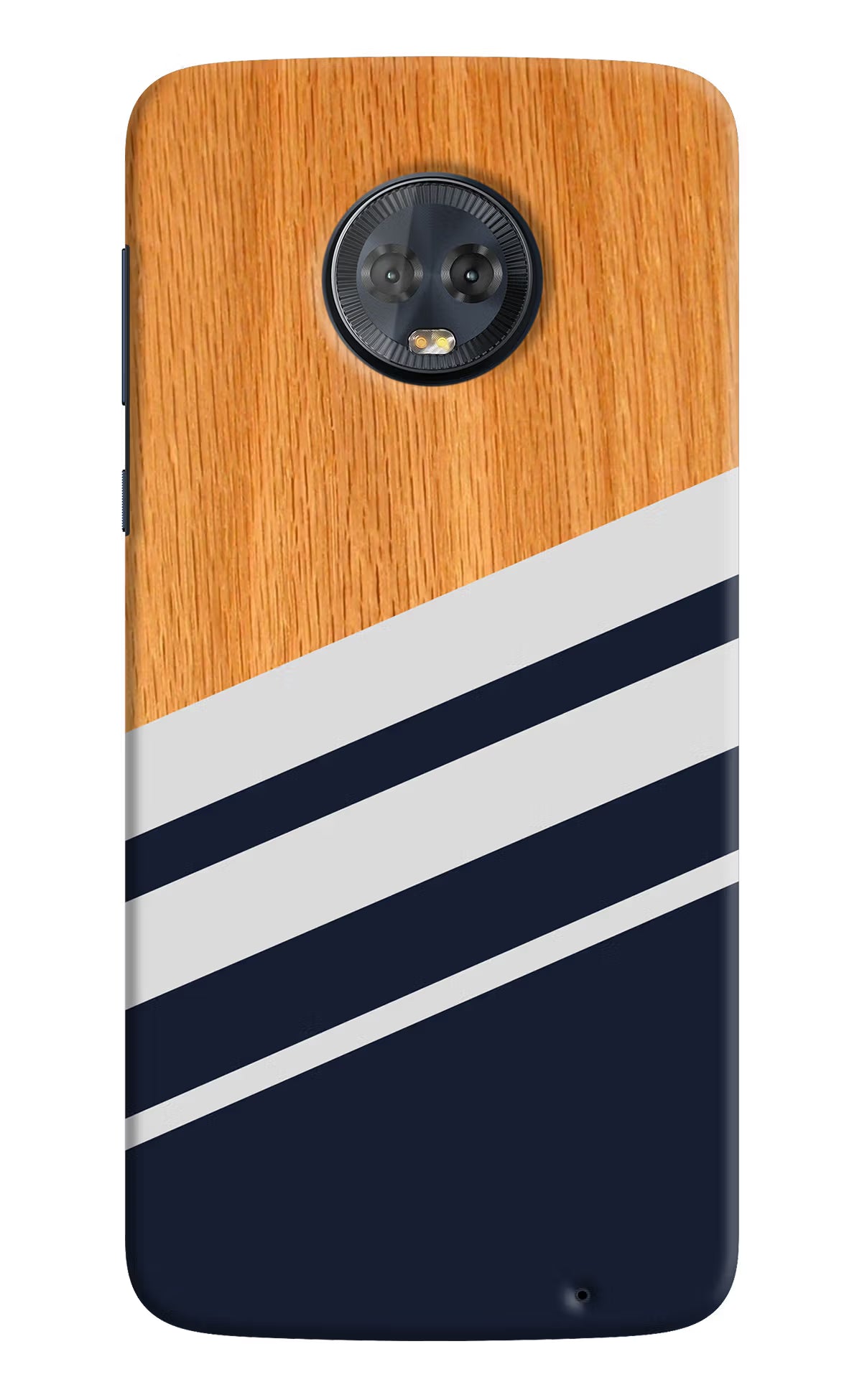 Blue and white wooden Moto G6 Hard Case Back Cover by Casekaro