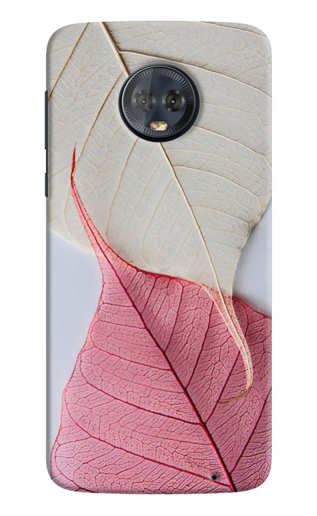 White Pink Leaf Moto G6 Hard Case Back Cover by Casekaro