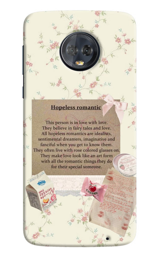 Hopeless Romantic Moto G6 Hard Case Back Cover by Casekaro