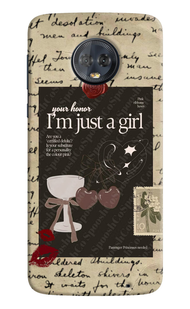I am just a girl Moto G6 Hard Case Back Cover by Casekaro