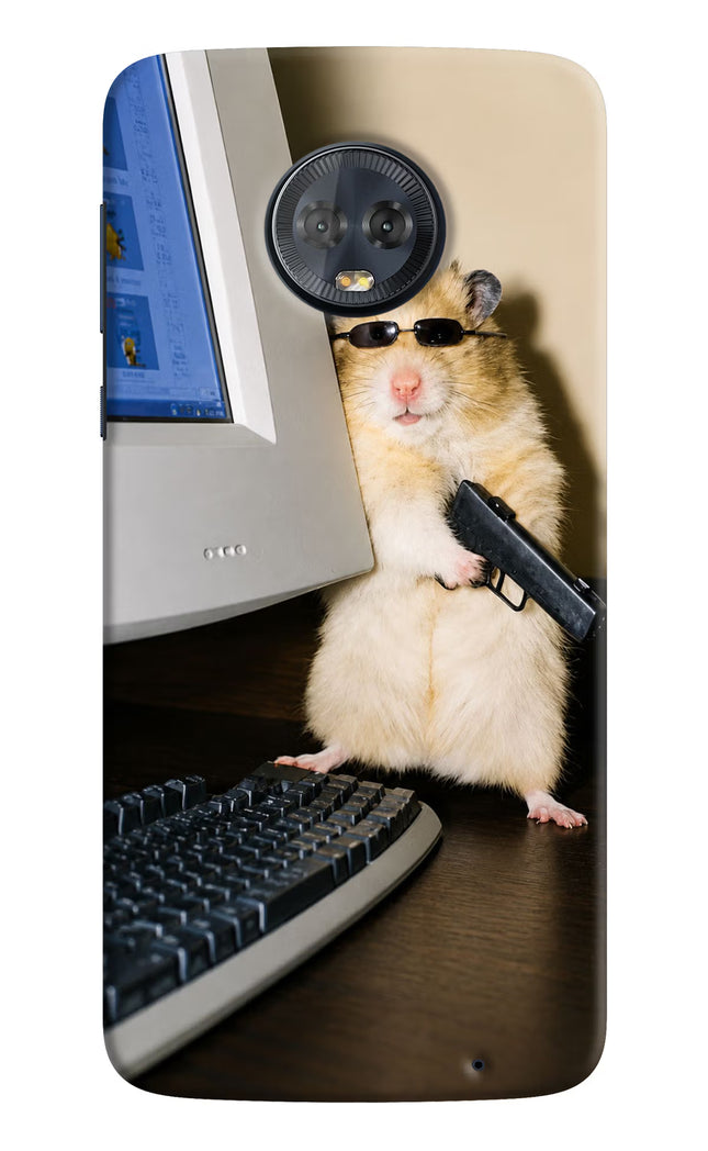 Hacker Hamster Moto G6 Hard Case Back Cover by Casekaro