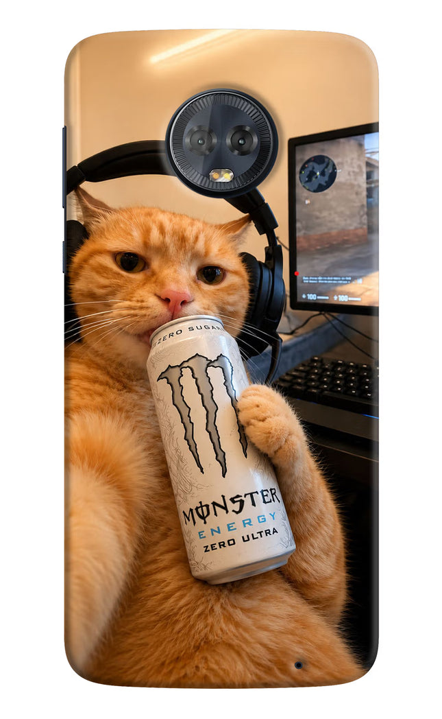 Gamer Cat Energy Moto G6 Hard Case Back Cover by Casekaro