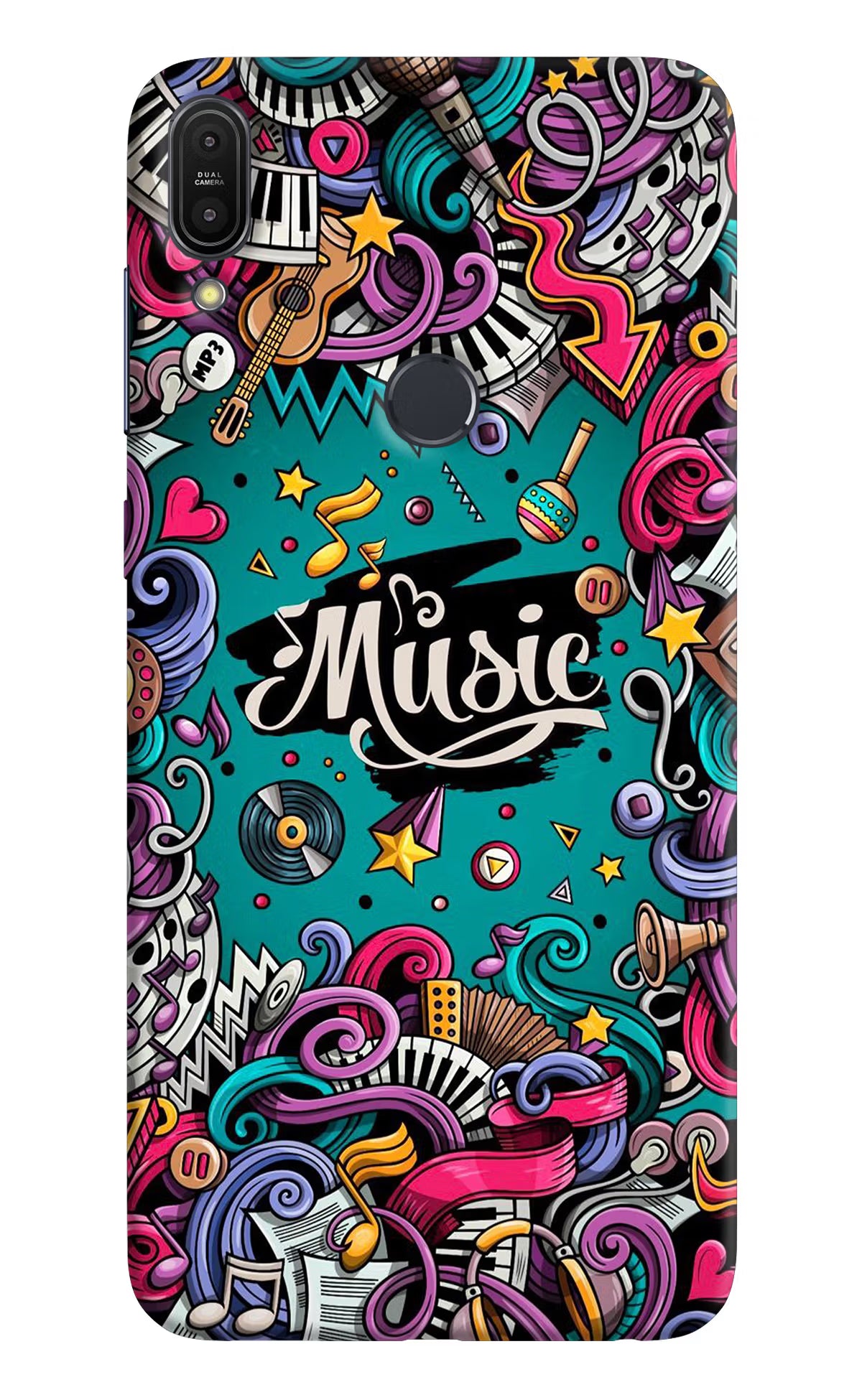 Music Graffiti Asus Zenfone Max Pro M1 Hard Case Back Cover by Casekaro