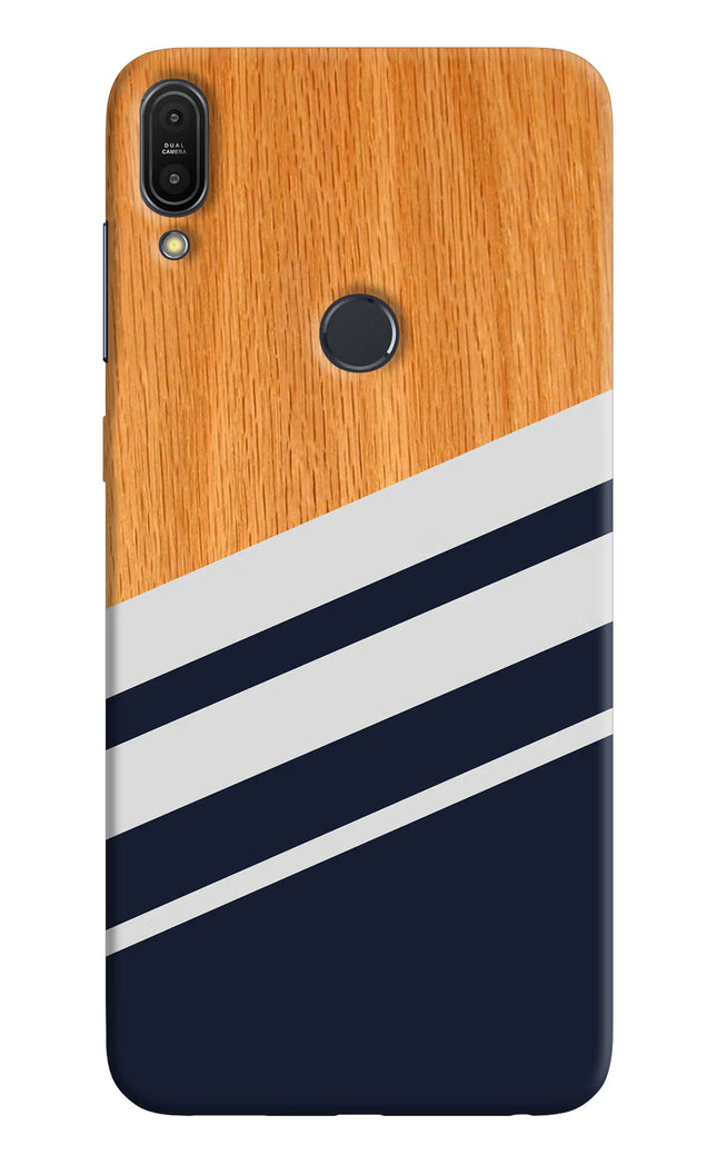 Blue and white wooden Asus Zenfone Max Pro M1 Hard Case Back Cover by Casekaro