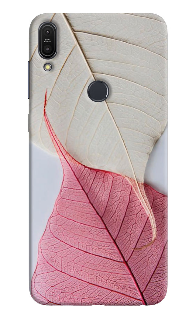 White Pink Leaf Asus Zenfone Max Pro M1 Hard Case Back Cover by Casekaro