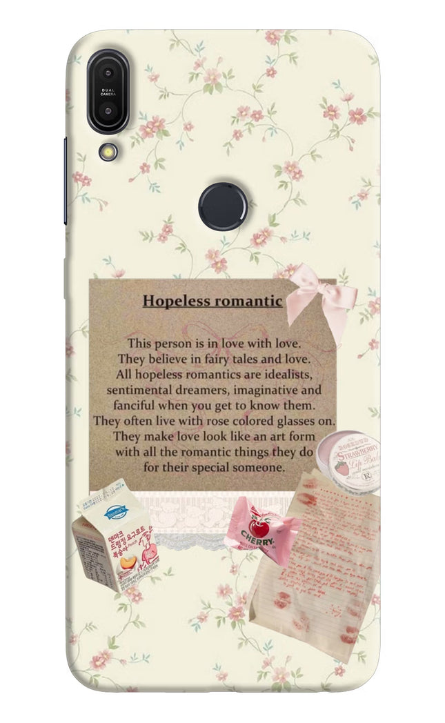 Hopeless Romantic Asus Zenfone Max Pro M1 Hard Case Back Cover by Casekaro