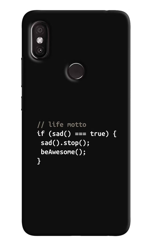 Life Motto Code Redmi Y2 Hard Case Back Cover by Casekaro