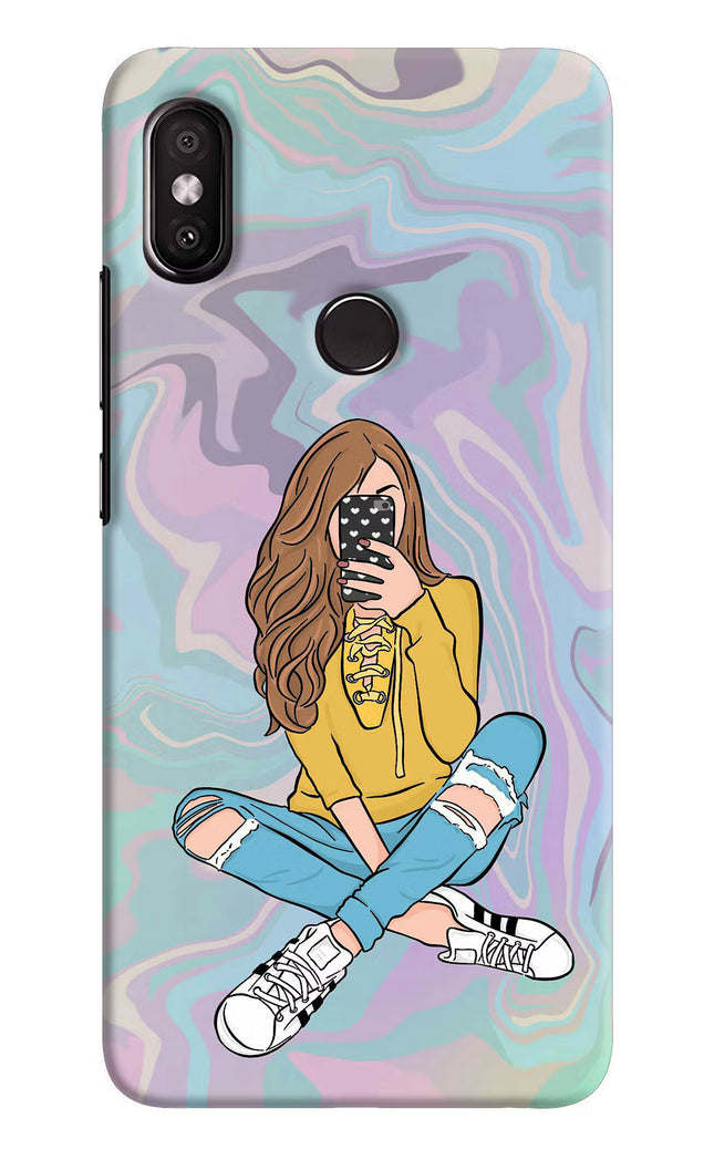 Selfie Girl Redmi Y2 Hard Case Back Cover by Casekaro