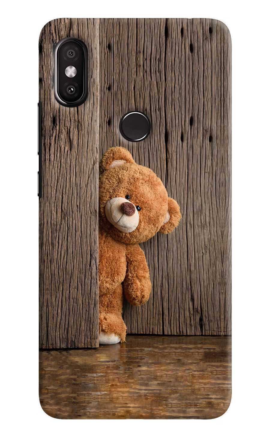 Teddy Wooden Redmi Y2 Back Cover, Hard case