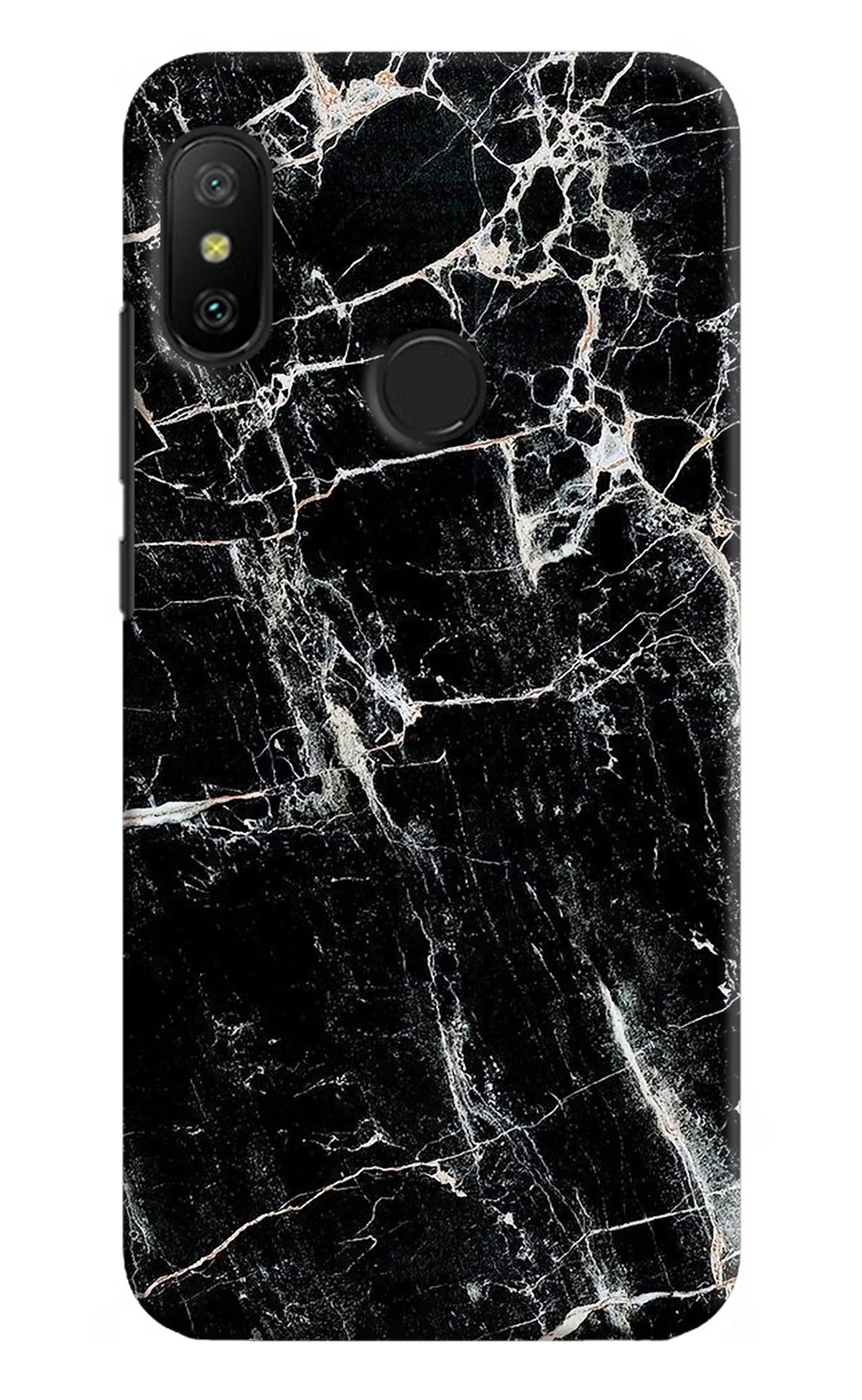 Black Marble Texture Redmi 6 Pro Hard Case Back Cover by Casekaro