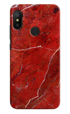 Red Marble Design Redmi 6 Pro Hard Case Back Cover by Casekaro