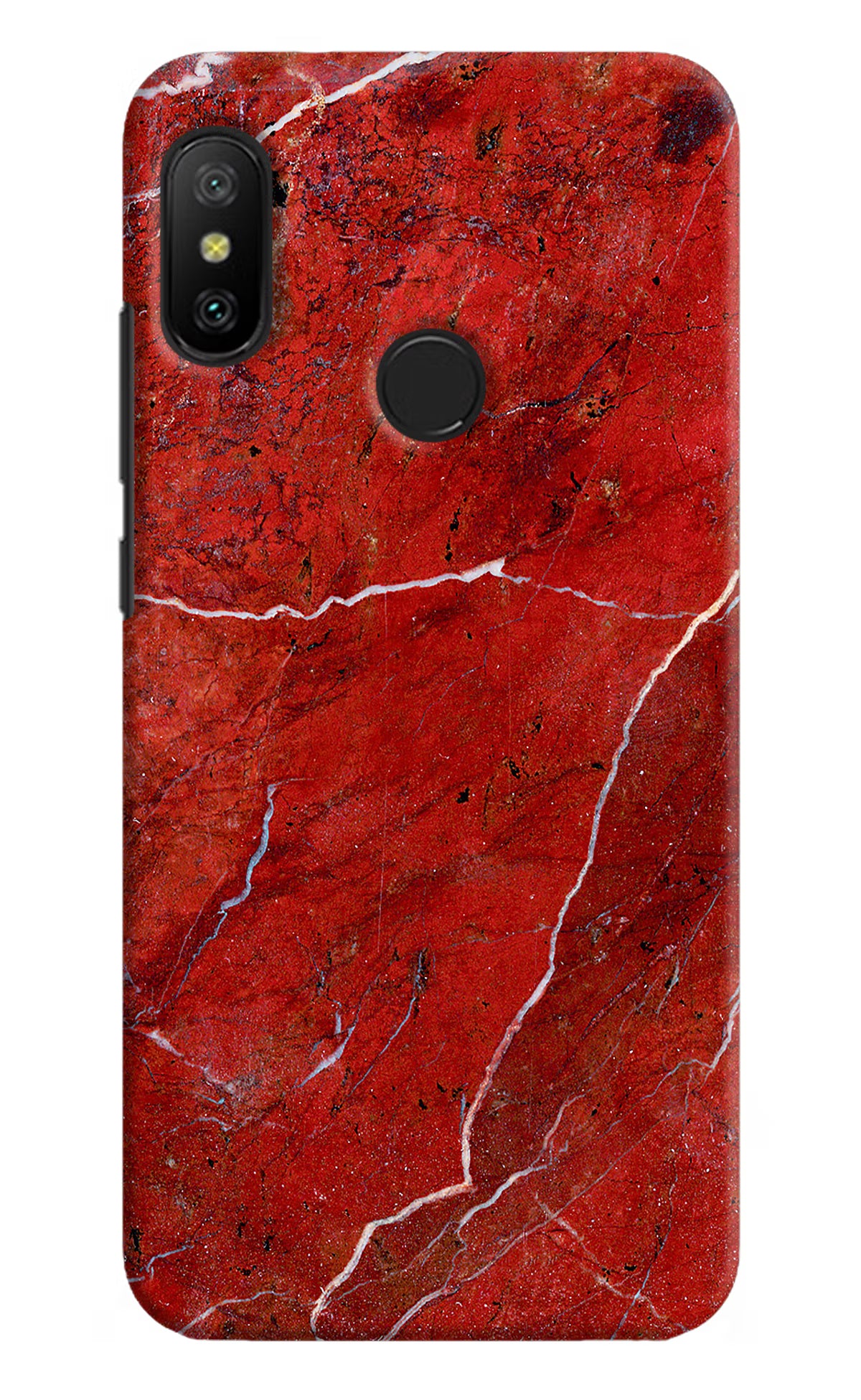 Red Marble Design Redmi 6 Pro Hard Case Back Cover by Casekaro