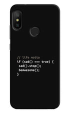 Life Motto Code Redmi 6 Pro Hard Case Back Cover by Casekaro