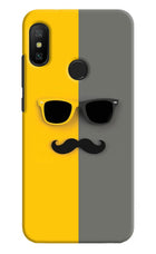 Sunglasses with Mustache Redmi 6 Pro Hard Case Back Cover by Casekaro