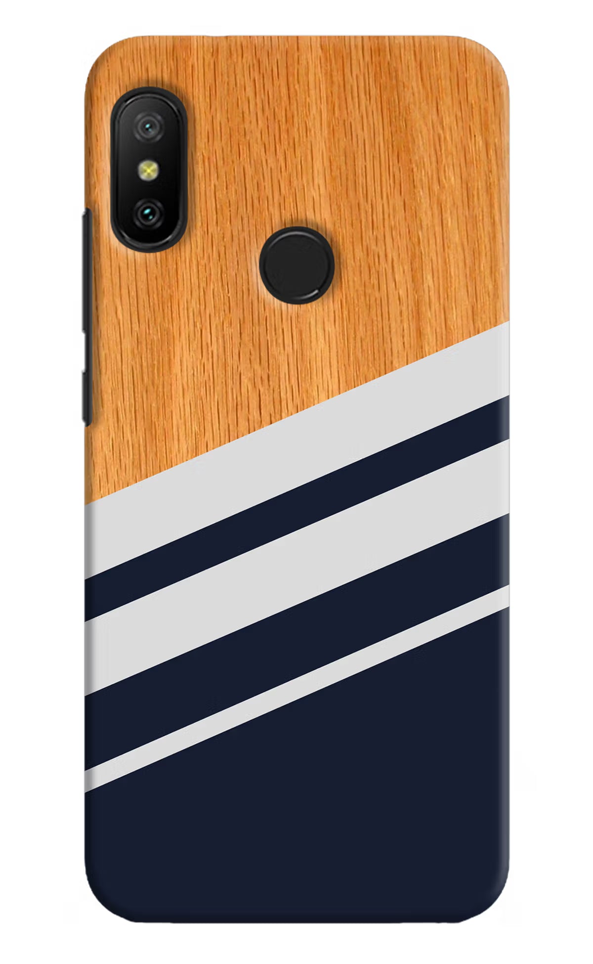 Blue and white wooden Redmi 6 Pro Hard Case Back Cover by Casekaro