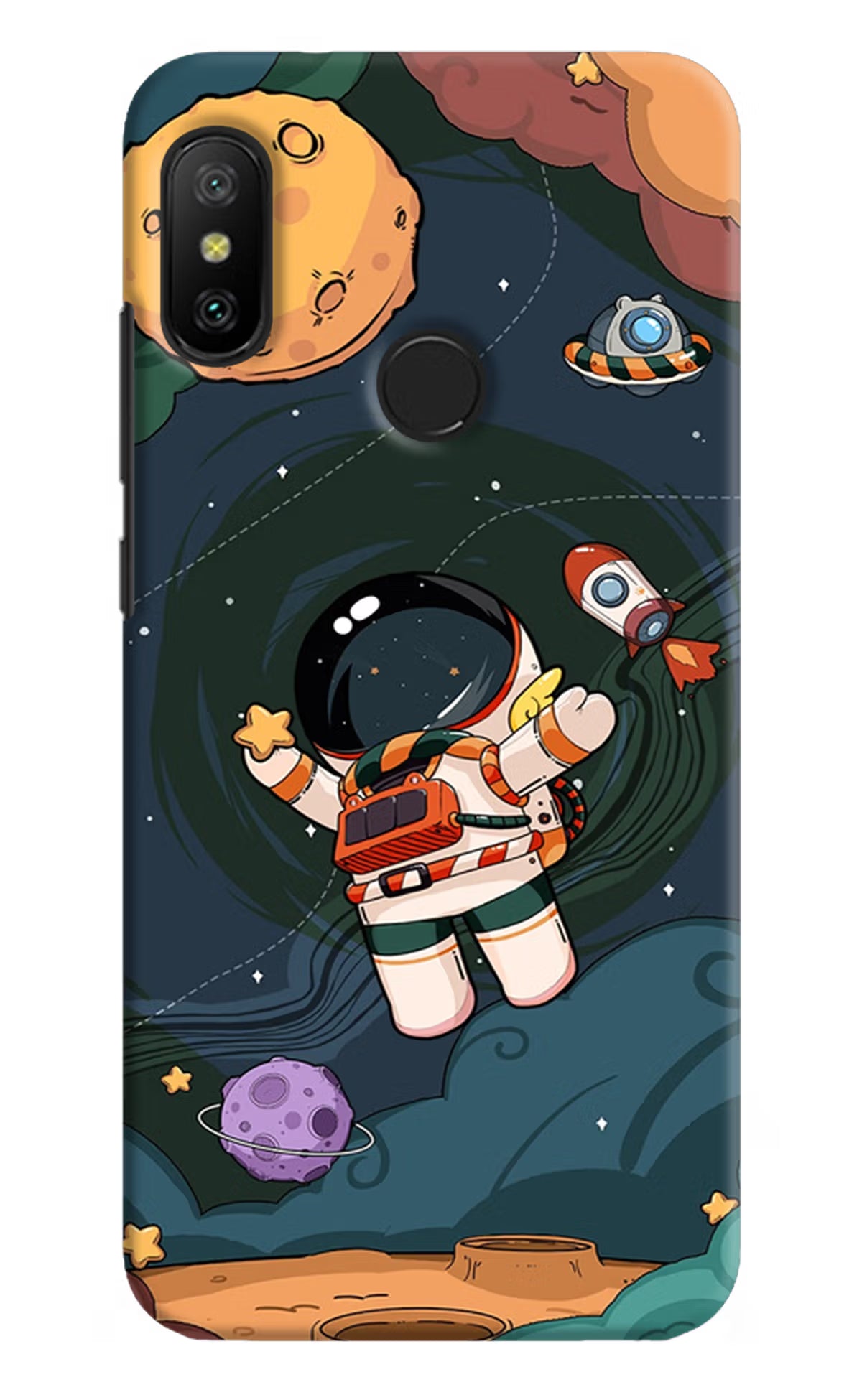 Cartoon Astronaut Redmi 6 Pro Hard Case Back Cover by Casekaro